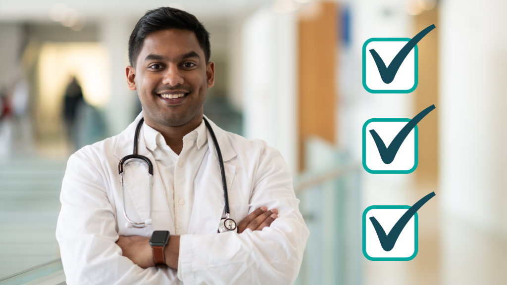 Happy Doctor with checklist